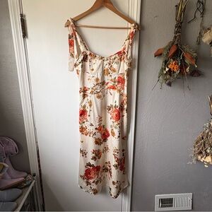 Cider Cream and Red Floral Midi Dress